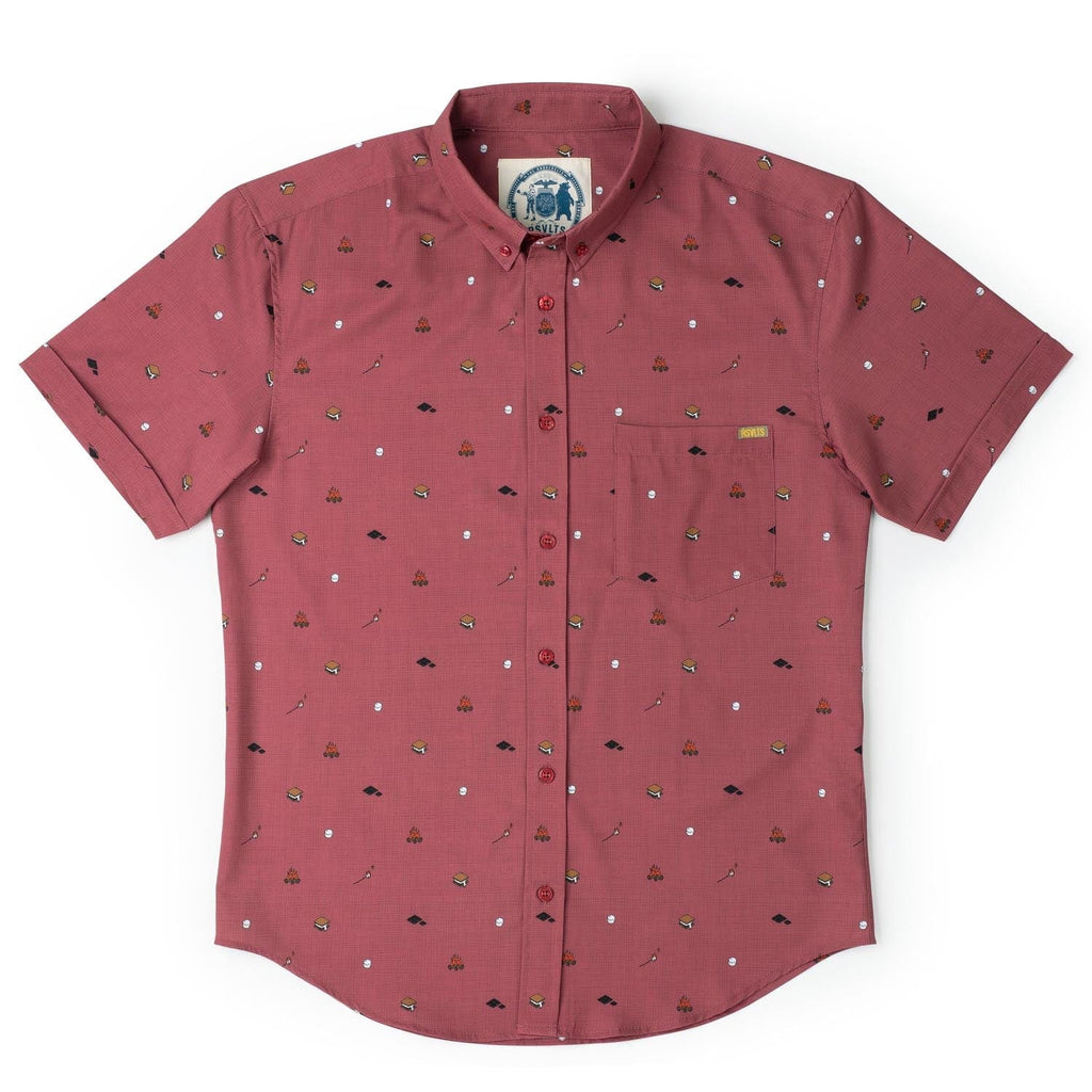 RSVLTS S'more What? KUNUFLEX Short Sleeve Shirt (Legends Edition) in Brown — detail 4