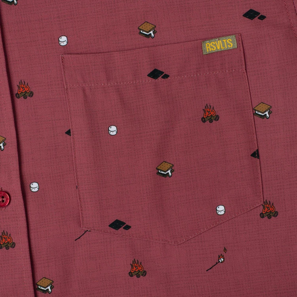 RSVLTS S'more What? KUNUFLEX Short Sleeve Shirt (Legends Edition) in Brown — detail 12