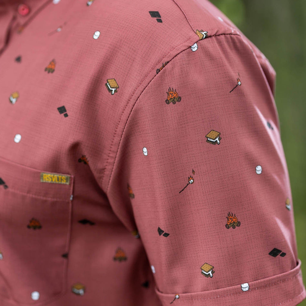 RSVLTS S'more What? KUNUFLEX Short Sleeve Shirt (Legends Edition) in Brown — detail 6