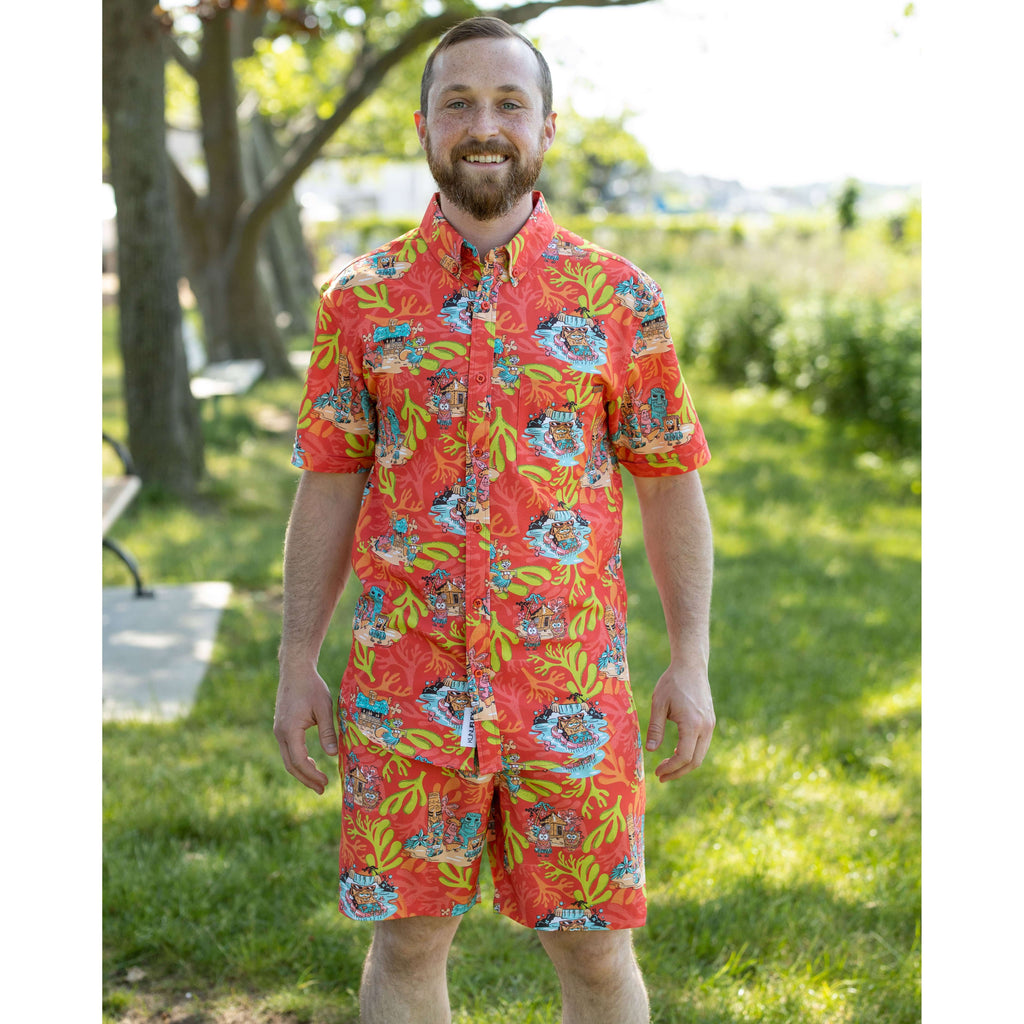 RSVLTS Luau KUNUFLEX Short Sleeve Shirt in Red — detail 11