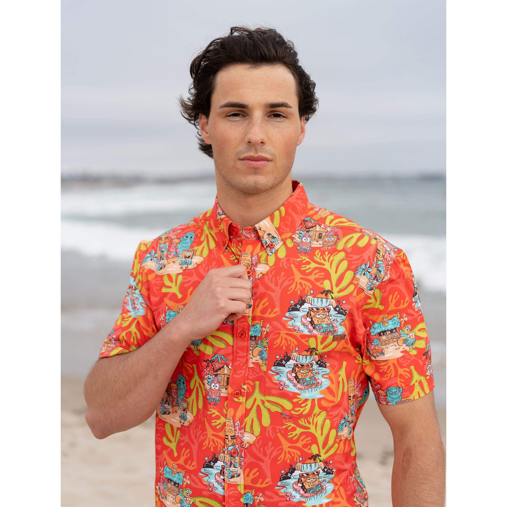 RSVLTS Luau KUNUFLEX Short Sleeve Shirt in Red — detail 6