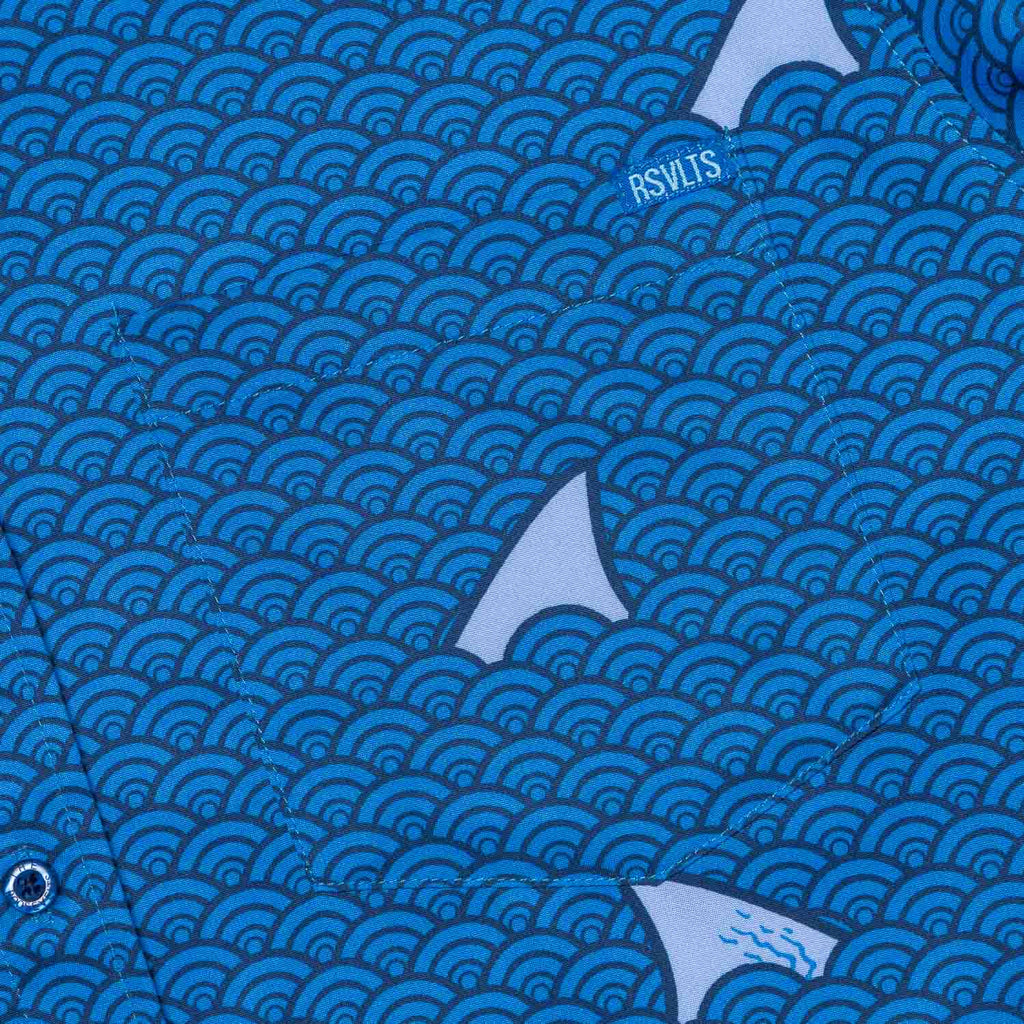 RSVLTS Shark Deco KUNUFLEX Short Sleeve Shirt in Blue — detail 7