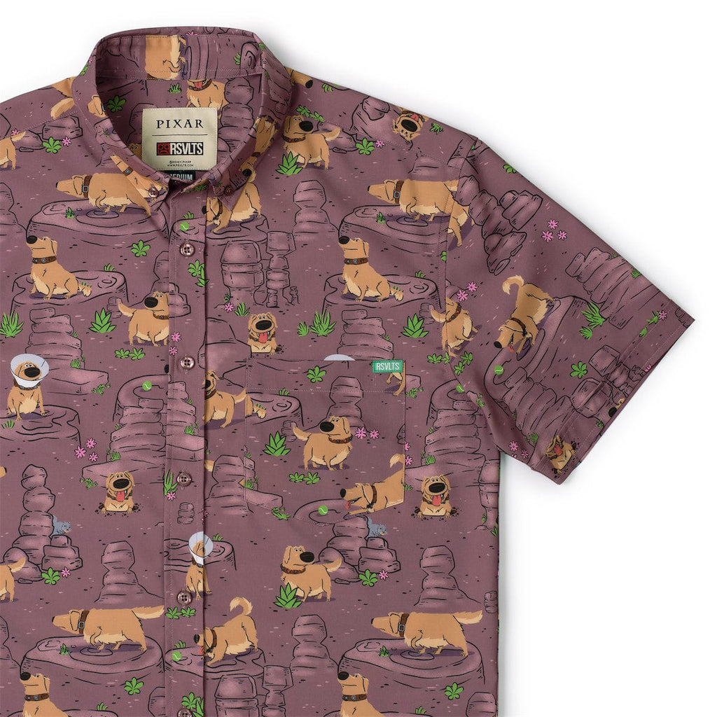 RSVLTS My Name Is Dug KUNUFLEX Short Sleeve Shirt in Brown — front view