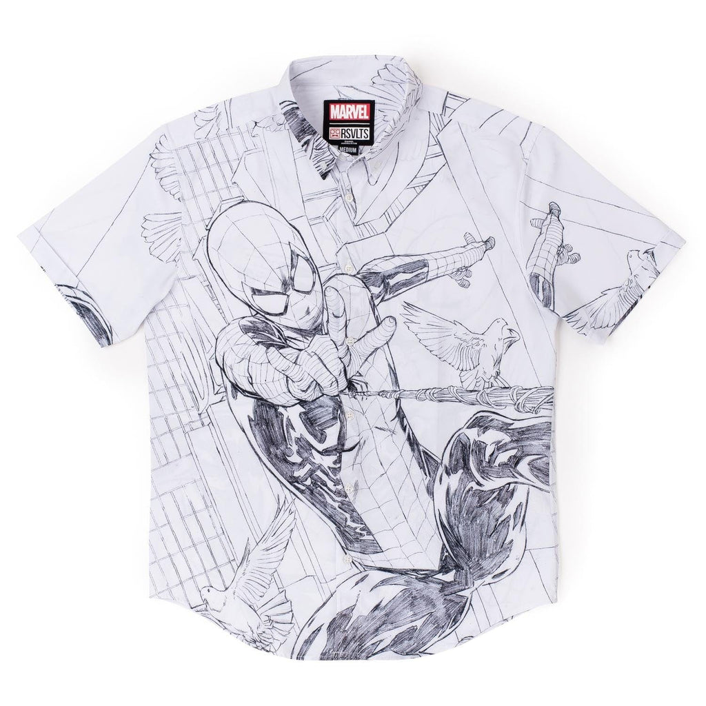RSVLTS Web Surfing KUNUFLEX Short Sleeve Shirt in White — detail 2