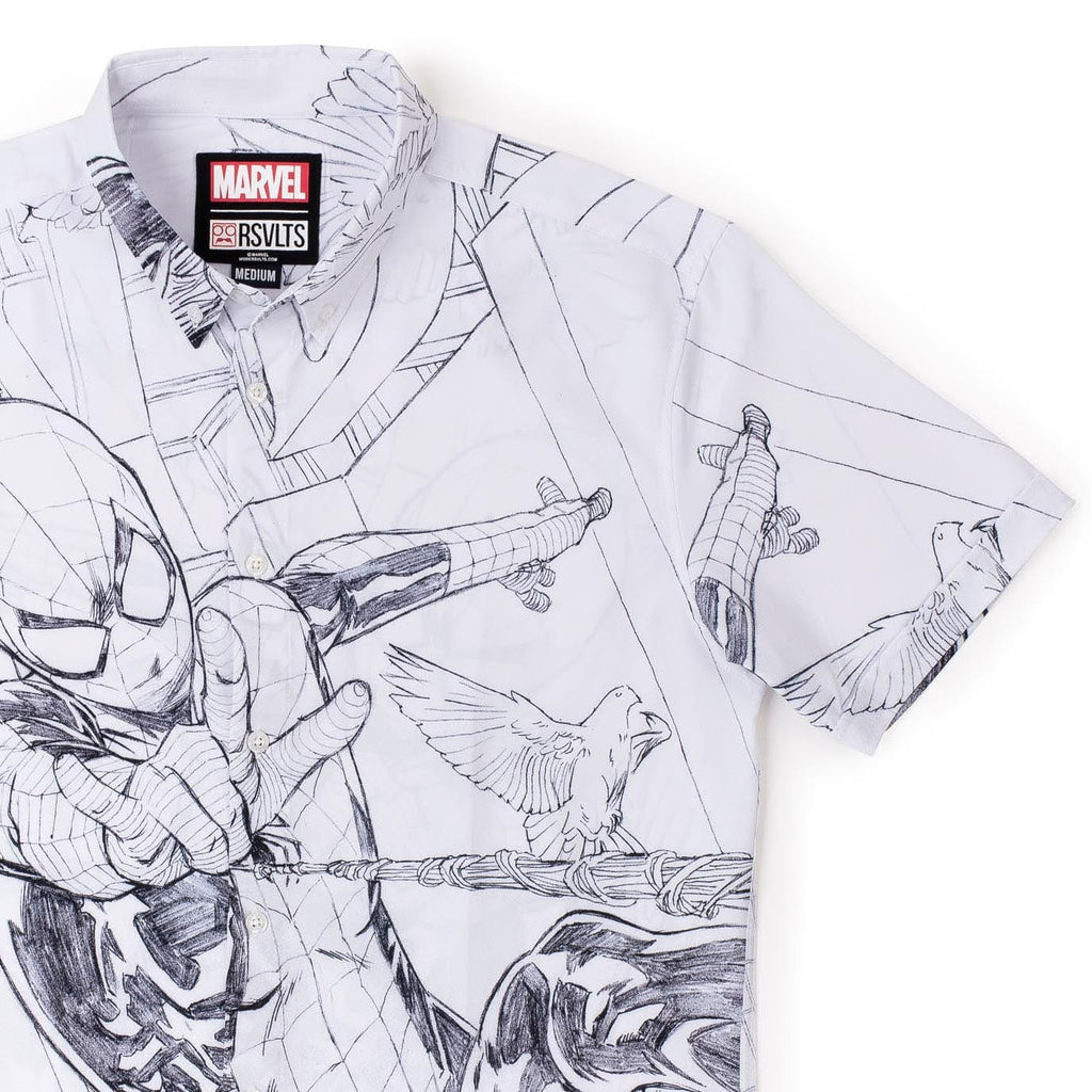 RSVLTS Web Surfing KUNUFLEX Short Sleeve Shirt in White — front view