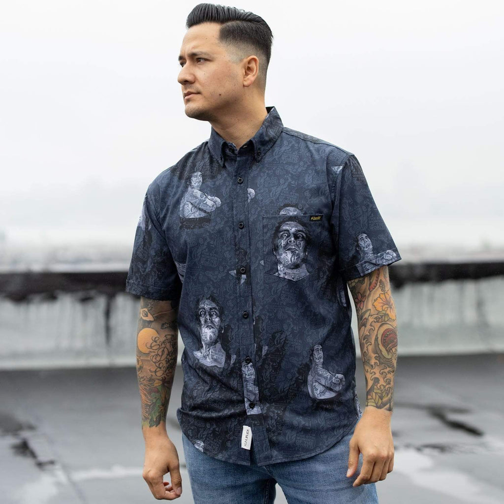 RSVLTS The 8th Wonder KUNUFLEX Short Sleeve Shirt in Gray — detail 6
