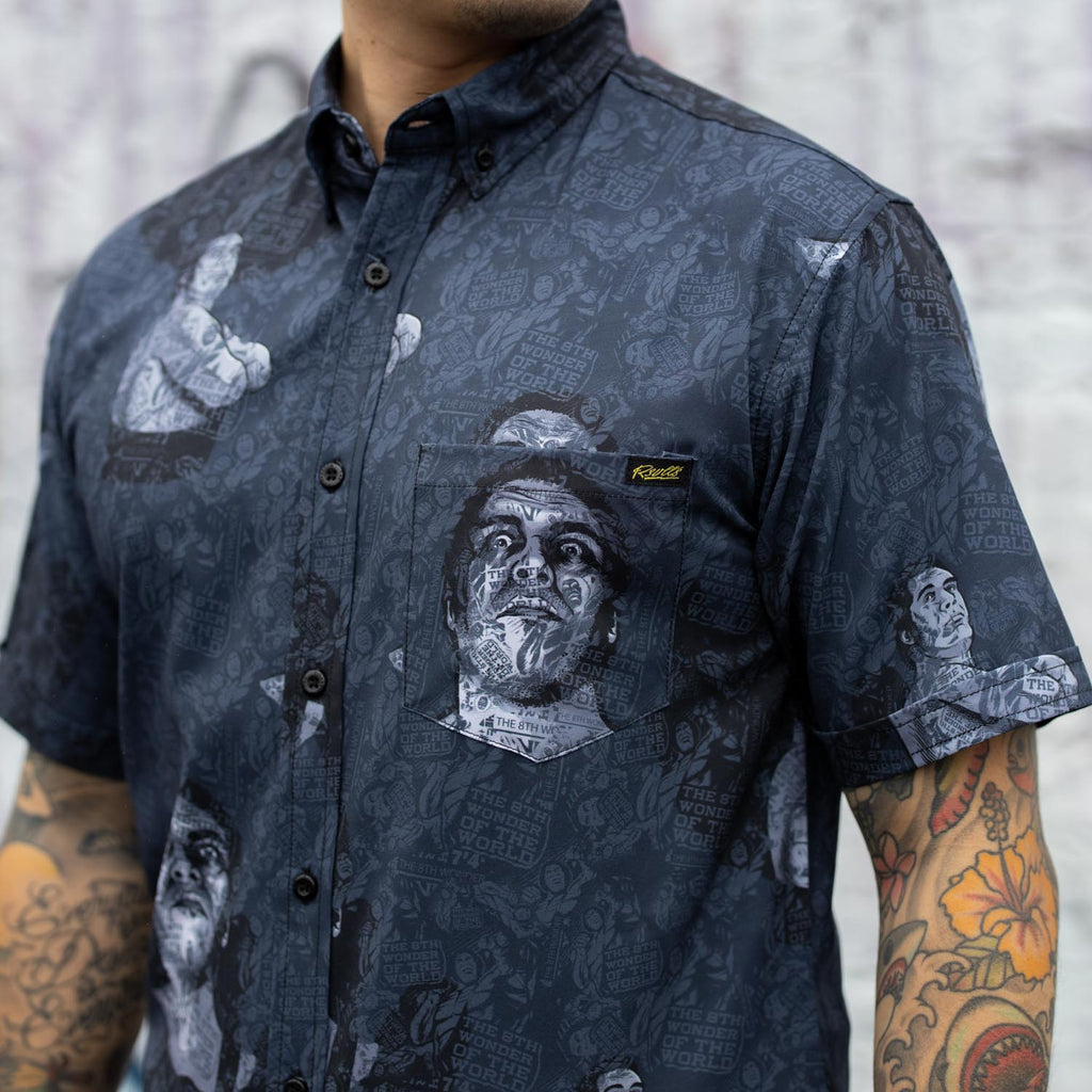 RSVLTS The 8th Wonder KUNUFLEX Short Sleeve Shirt in Gray — detail 4