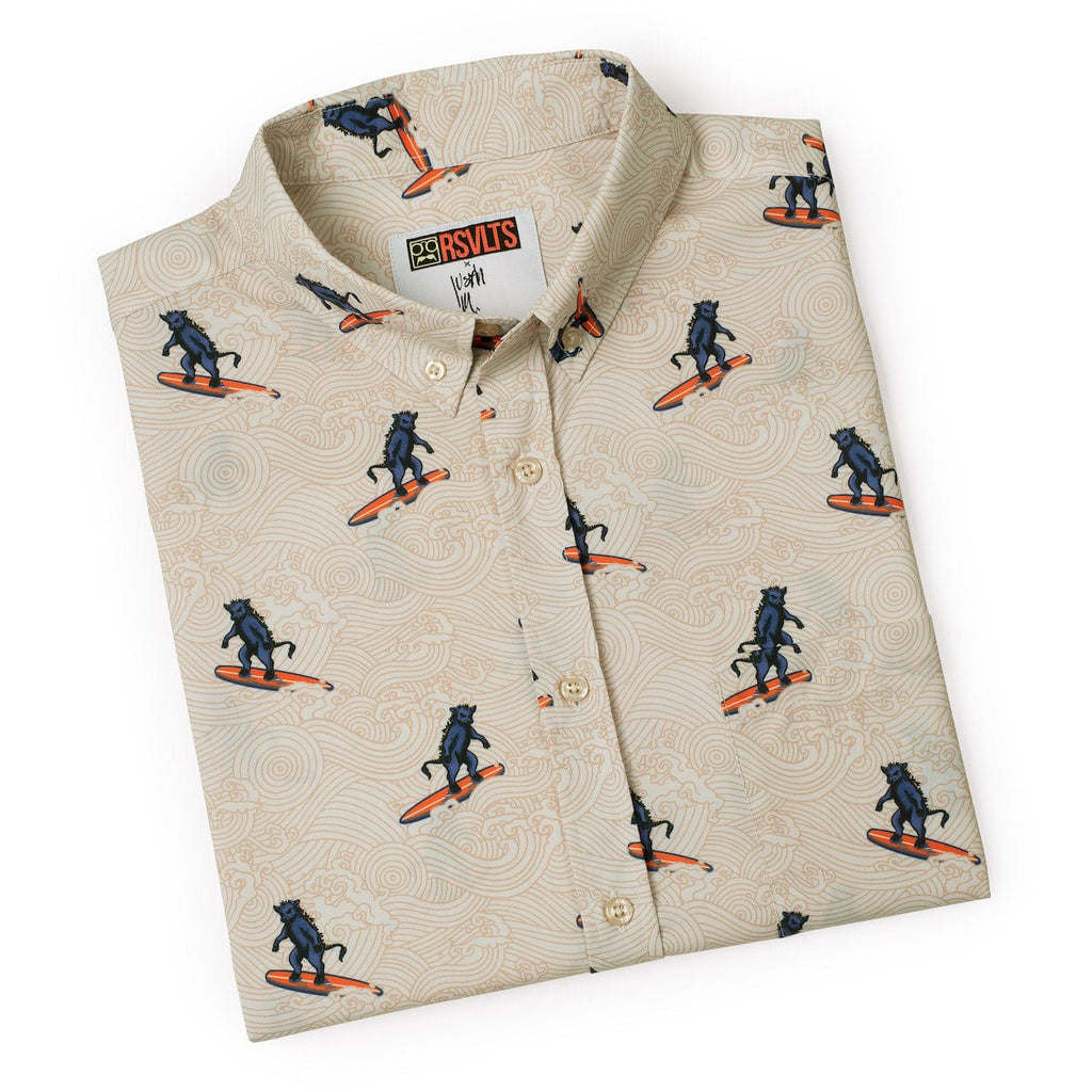 RSVLTS Surf ‘n’ Turf KUNUFLEX Short Sleeve Shirt in Yellow — detail 11