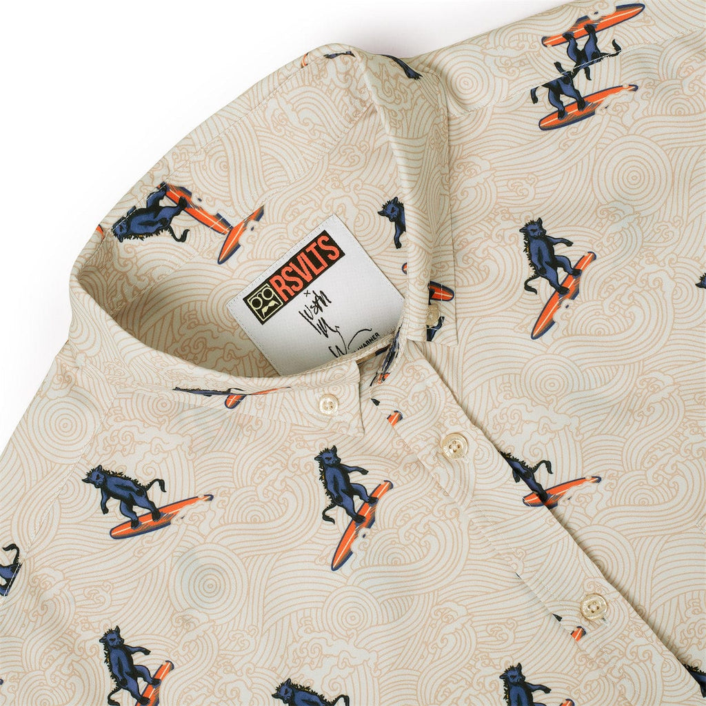 RSVLTS Surf ‘n’ Turf KUNUFLEX Short Sleeve Shirt in Yellow — detail 7