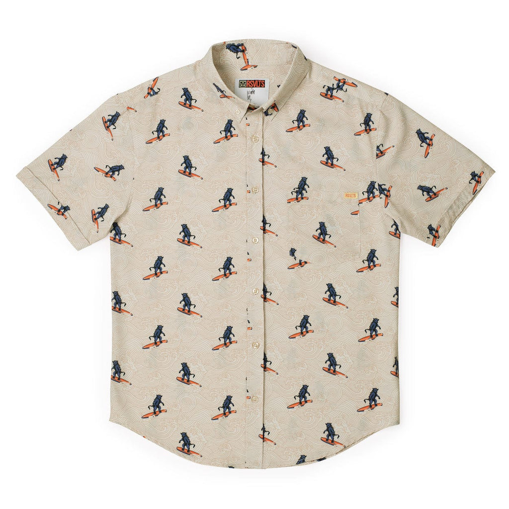 RSVLTS Surf ‘n’ Turf KUNUFLEX Short Sleeve Shirt in Yellow — detail 6