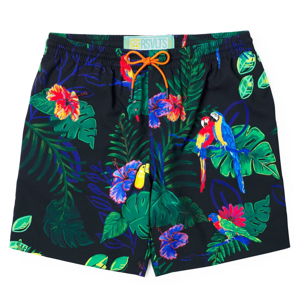 RSVLTS Two Tickets to Parrotise Hybrid Shorts in Black — front view