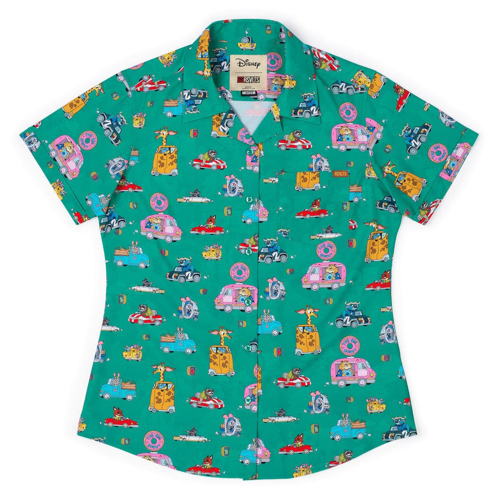 RSVLTS Zoom-topia Women's KUNUFLEX Short Sleeve Shirt in Green — detail 3
