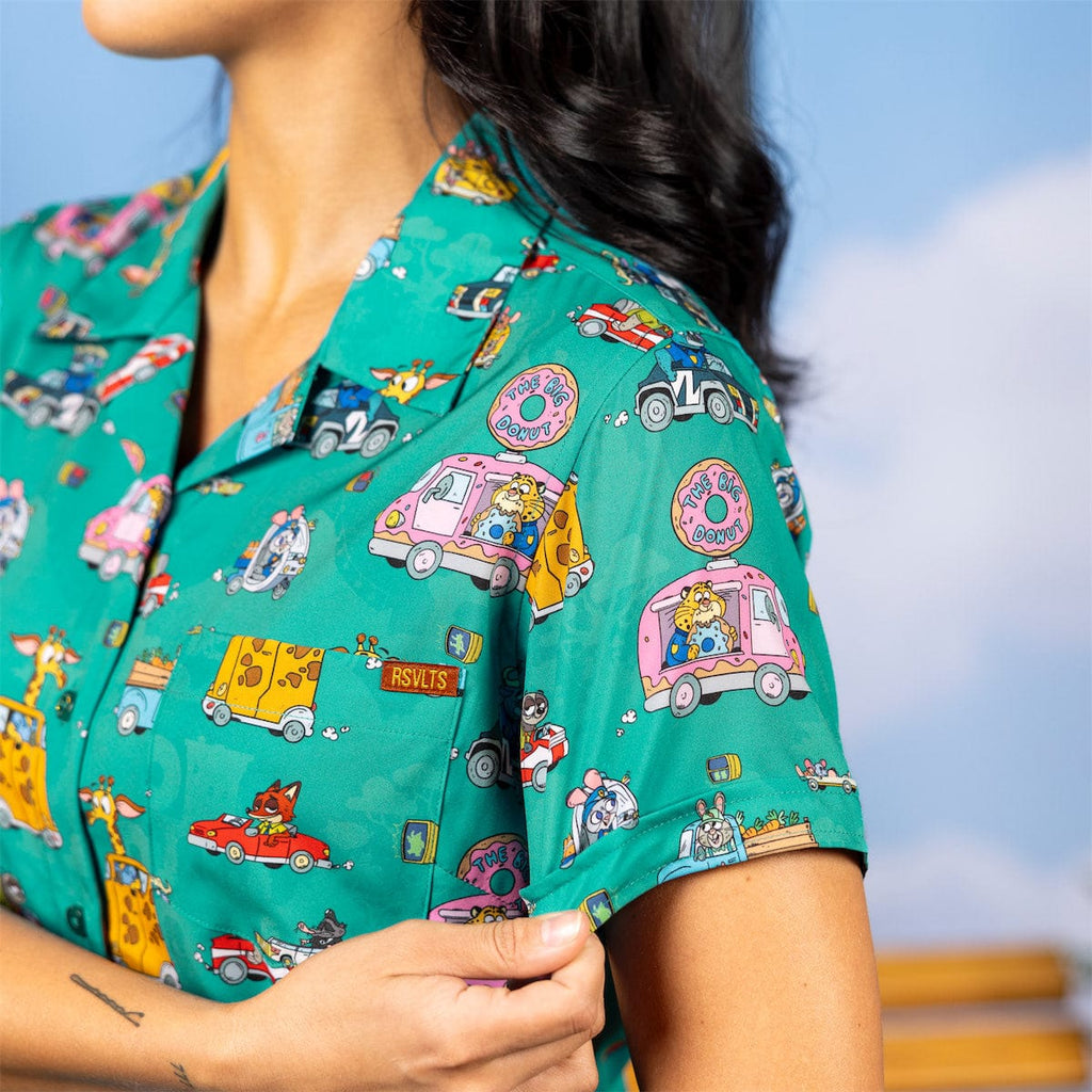 RSVLTS Zoom-topia Women's KUNUFLEX Short Sleeve Shirt in Green — detail 6