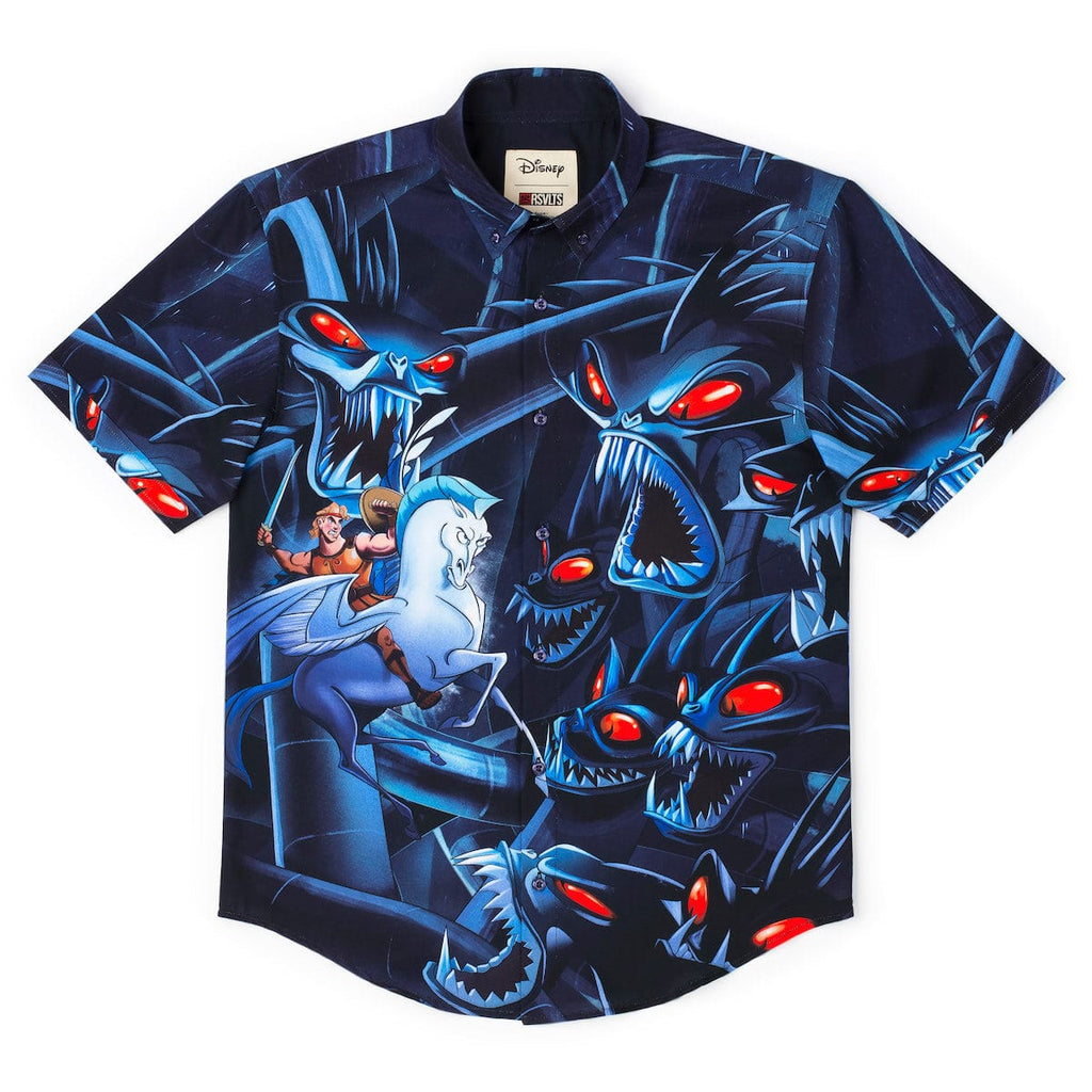 RSVLTS Herc vs. Hydra KUNUFLEX Short Sleeve Shirt in Blue — front view