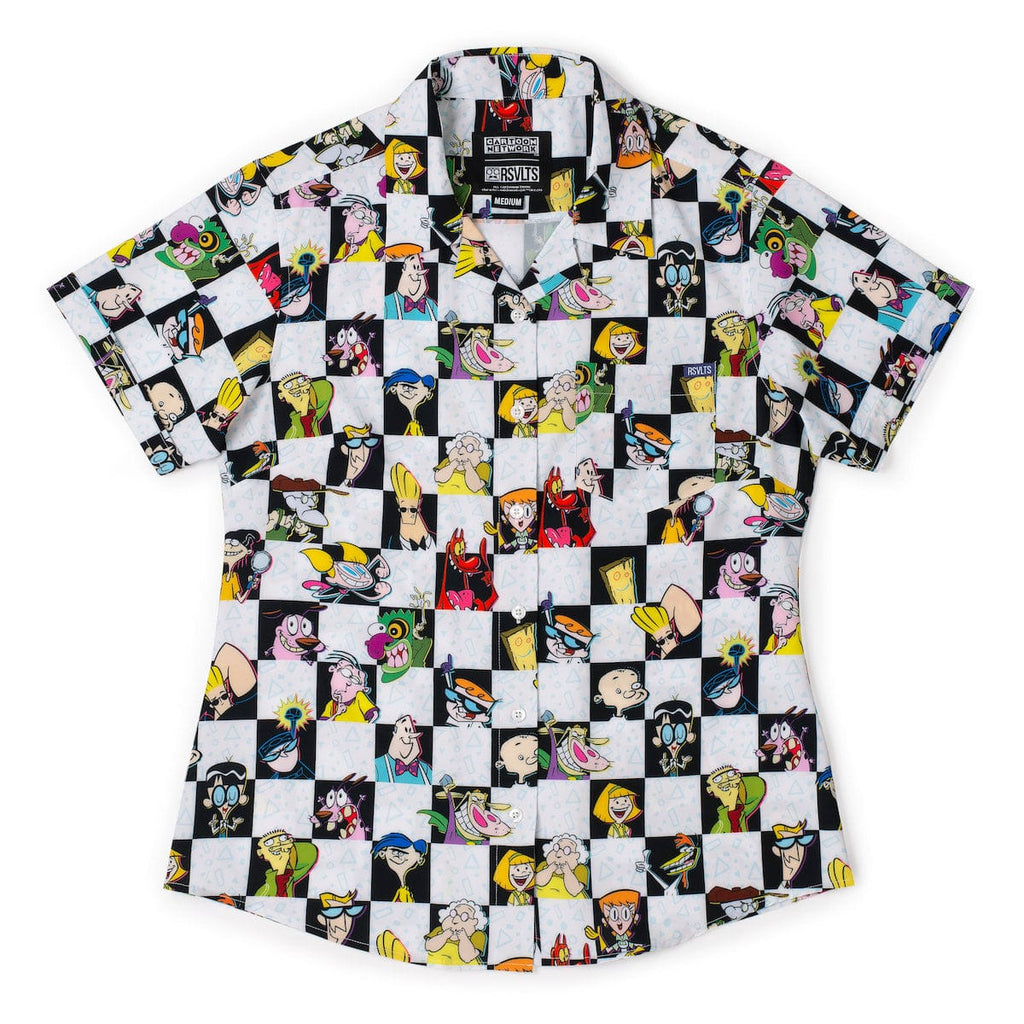 RSVLTS Cartoon Cartoons! Women's KUNUFLEX Short Sleeve Shirt in Black — detail 5
