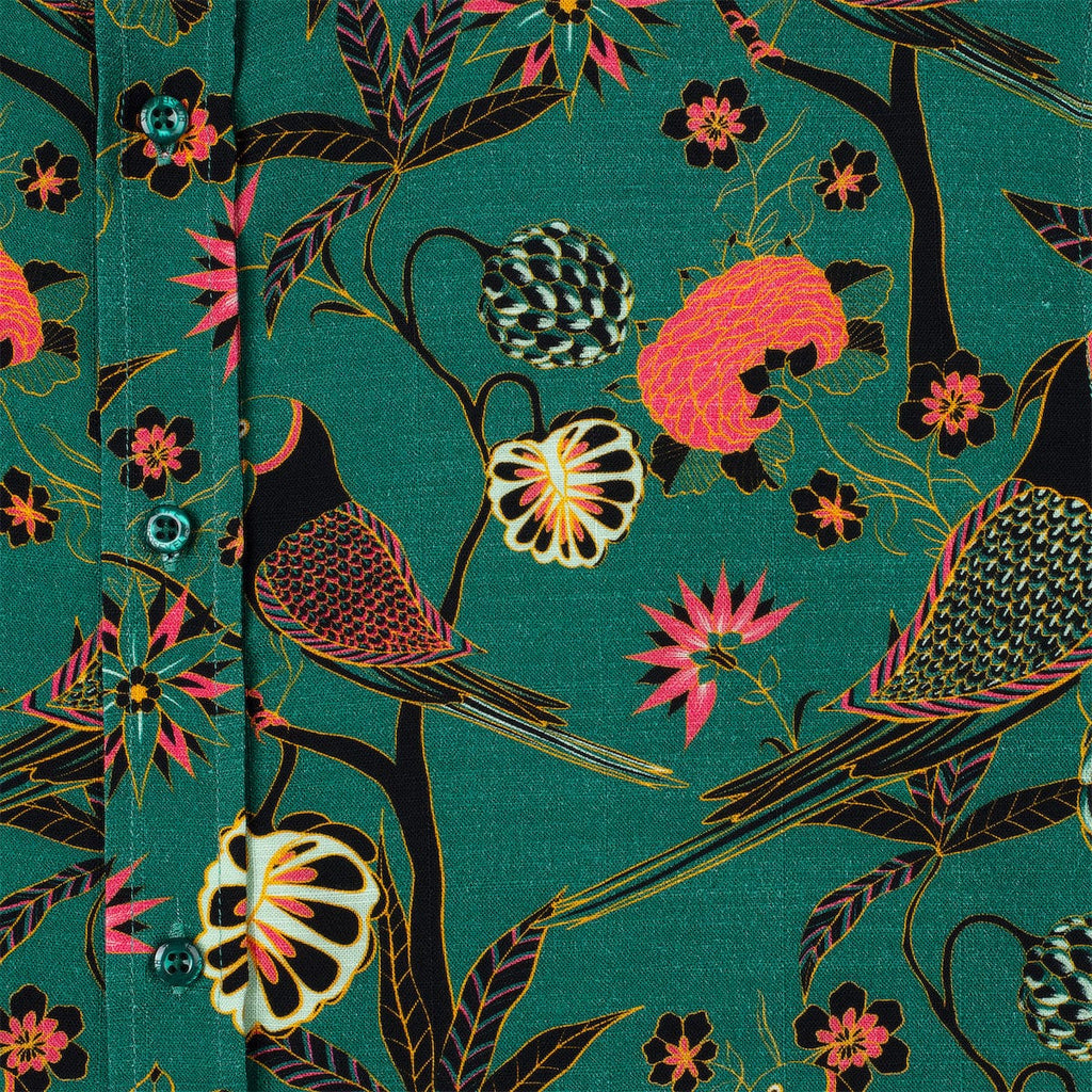 RSVLTS Songbirds Bamboo Short Sleeve Shirt in Green — detail 5