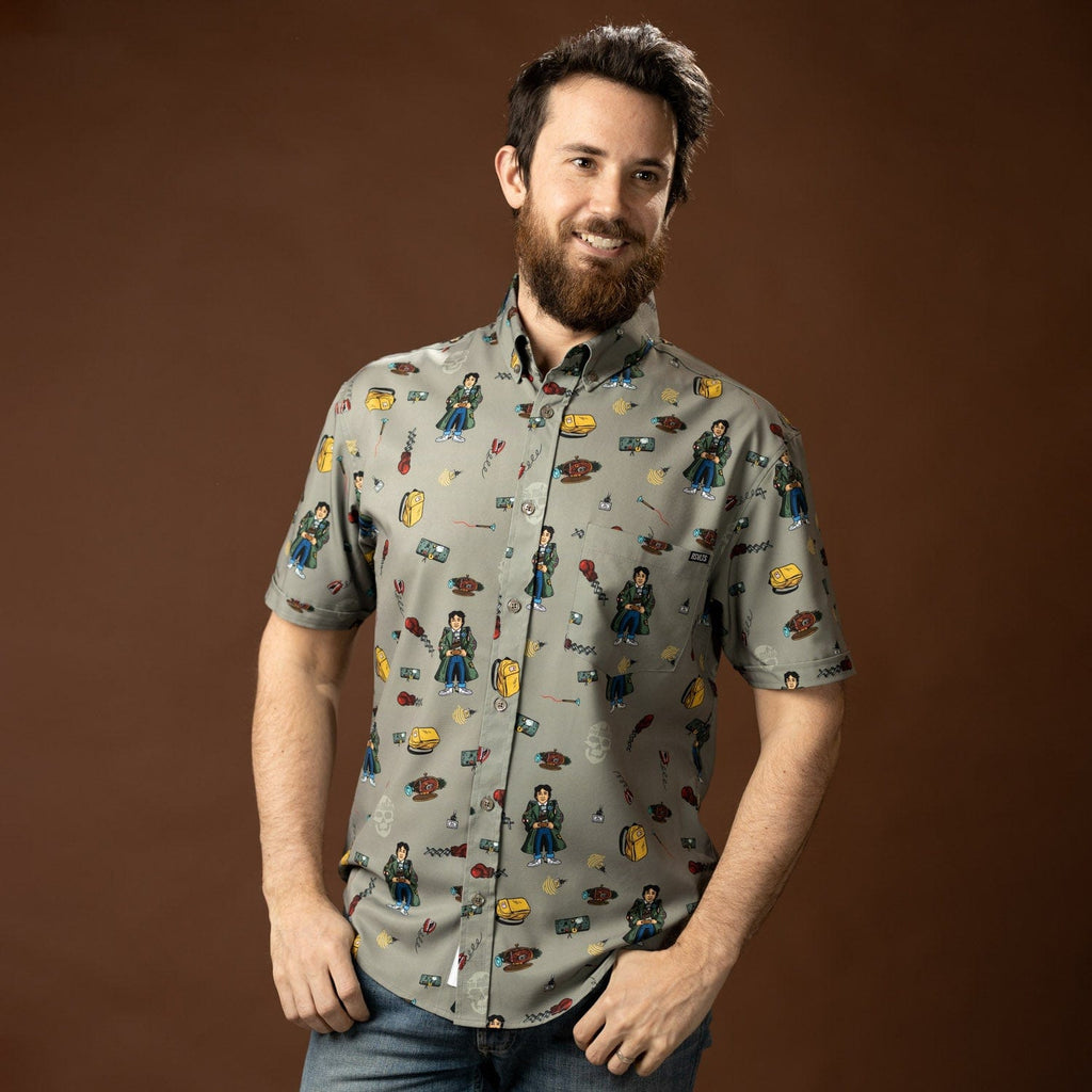 RSVLTS Data’s Great Inventions KUNUFLEX Short Sleeve Shirt in Green — detail 7