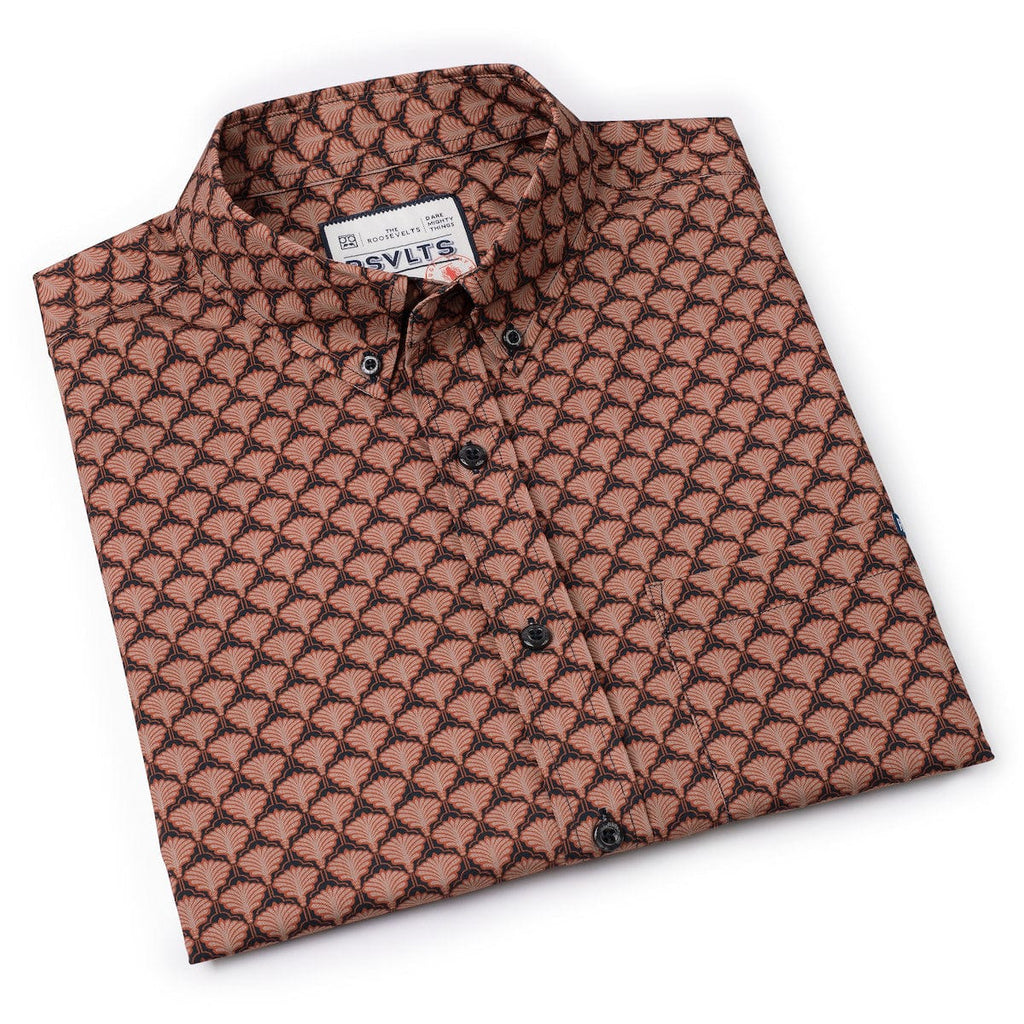 RSVLTS Deco Daze KUNUFLEX Short Sleeve Shirt in Brown — detail 9