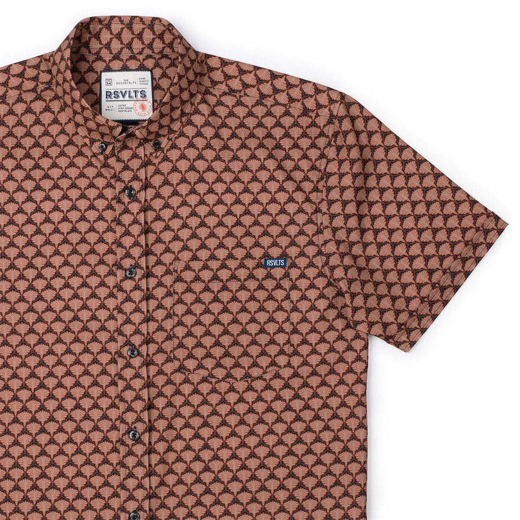 RSVLTS Deco Daze KUNUFLEX Short Sleeve Shirt in Brown — detail 3