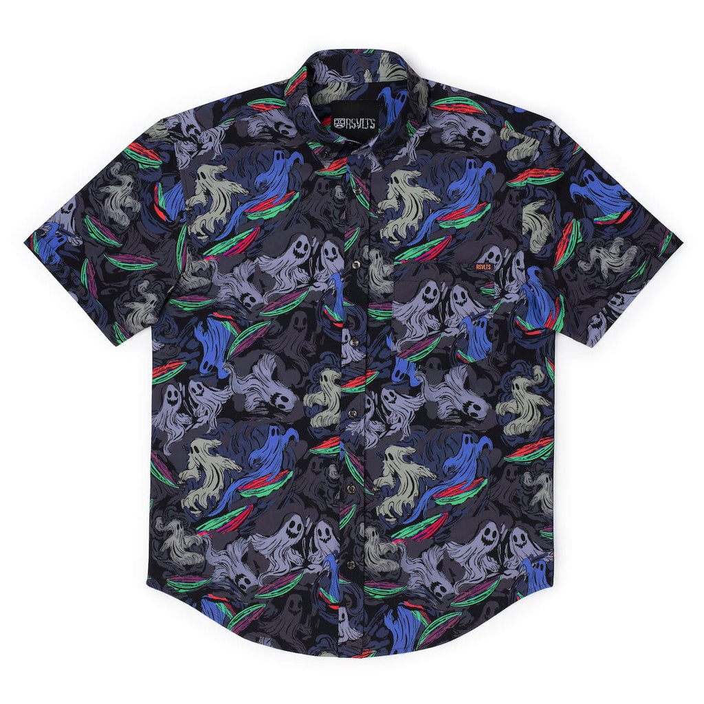 RSVLTS The Dead Shred KUNUFLEX Short Sleeve Shirt in Black — detail 5