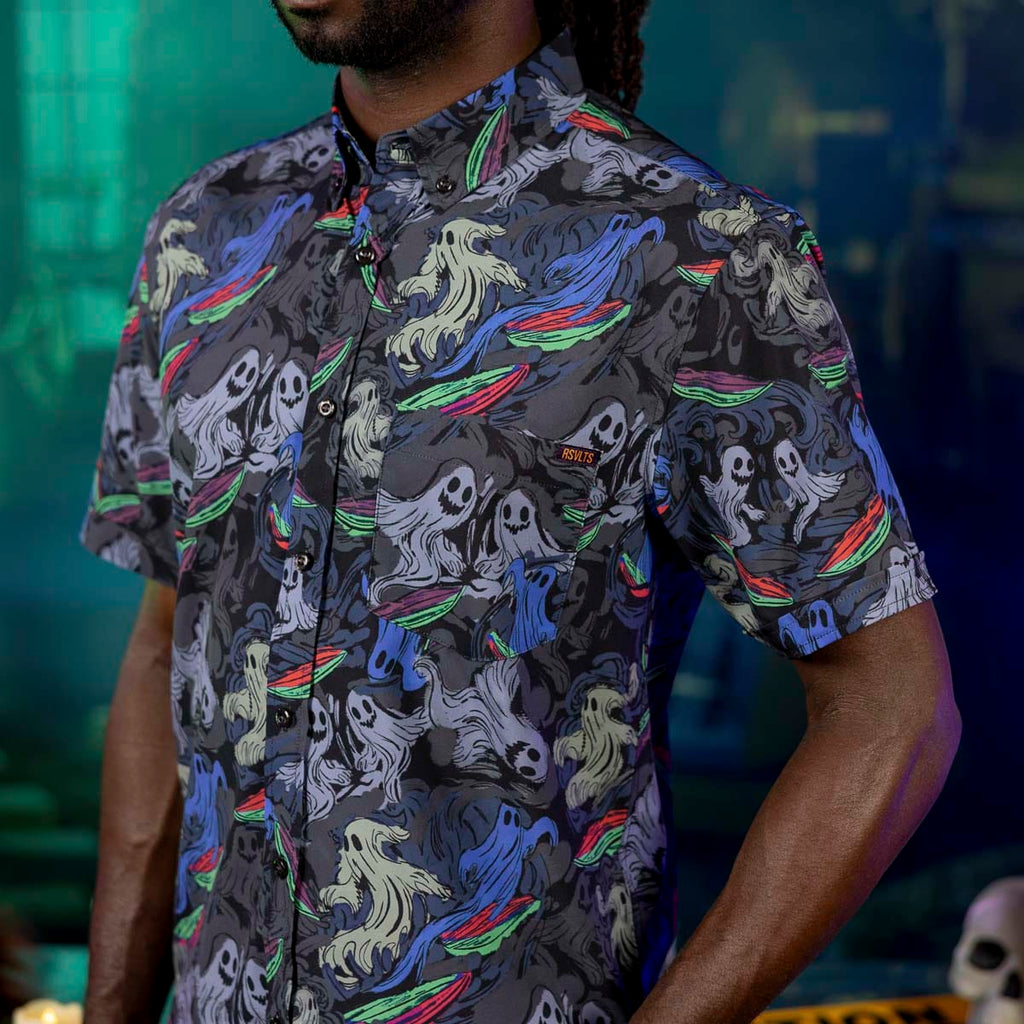 RSVLTS The Dead Shred KUNUFLEX Short Sleeve Shirt in Black — detail 2