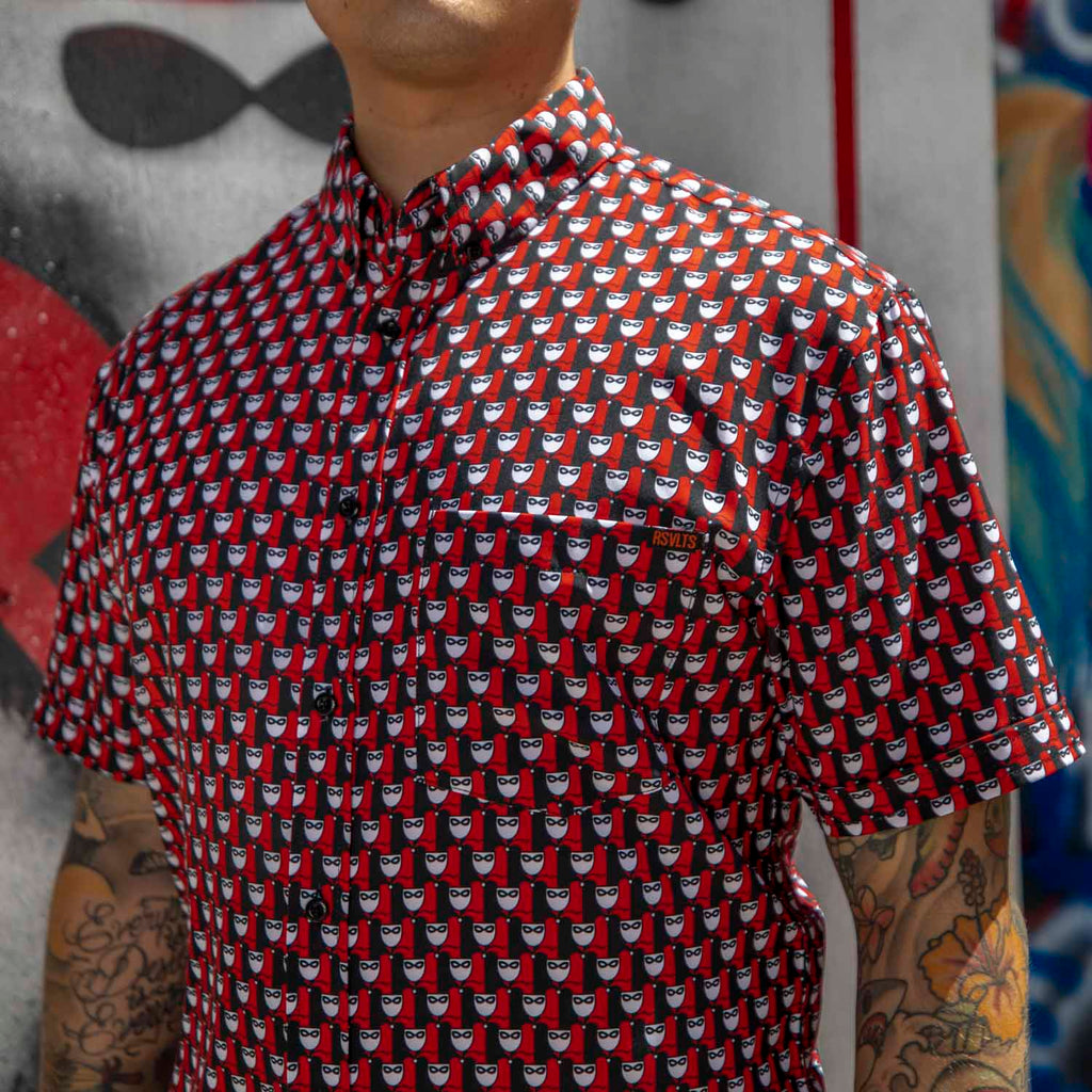 RSVLTS Lil Quinns KUNUFLEX Short Sleeve Shirt in Red — detail 3