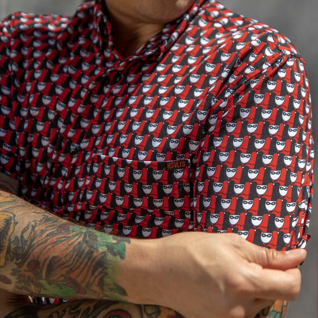 RSVLTS Lil Quinns KUNUFLEX Short Sleeve Shirt in Red — detail 5