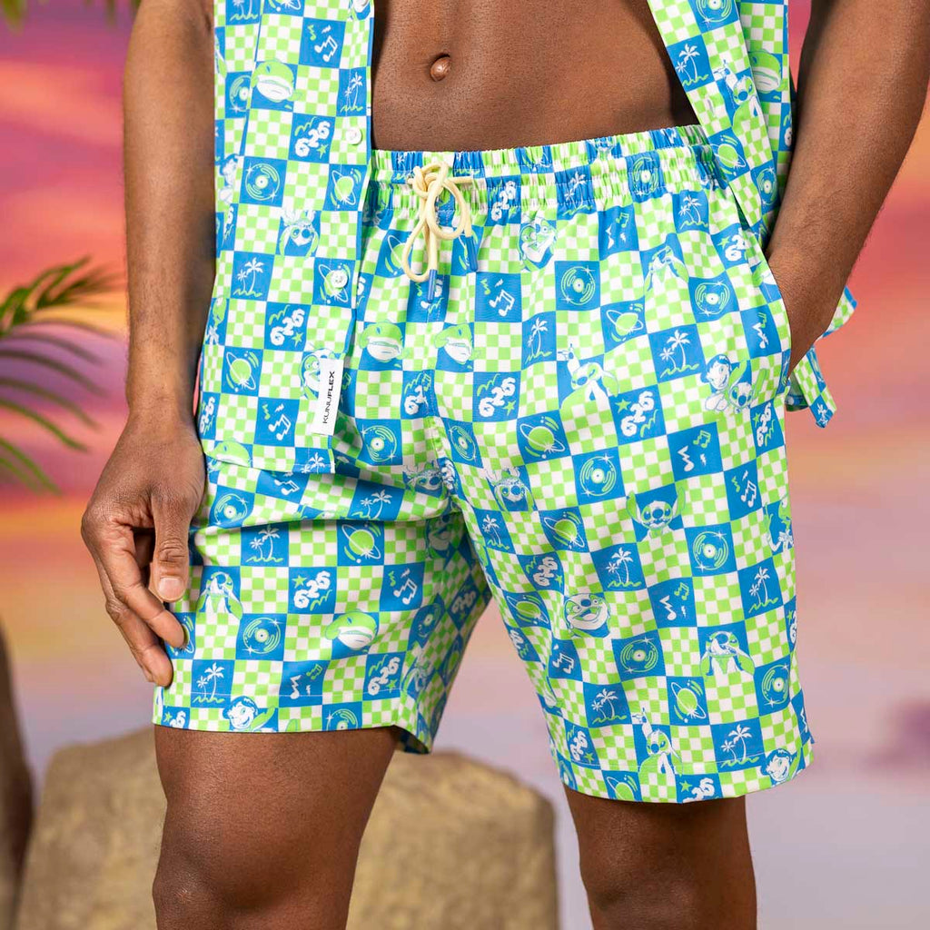 RSVLTS Galactic Groovin' Hybrid Shorts in Green — detail 3