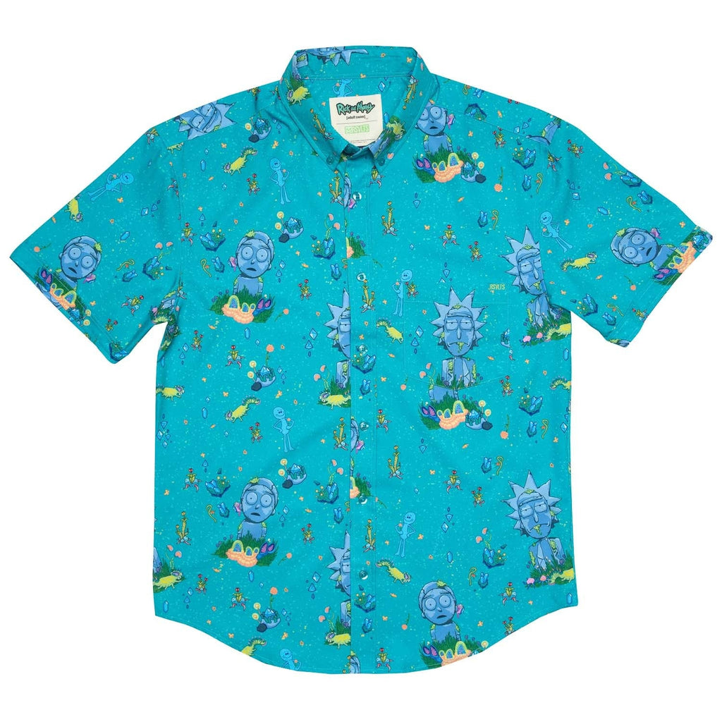 RSVLTS Forever and Forever KUNUFLEX Short Sleeve Shirt in Blue — detail 3