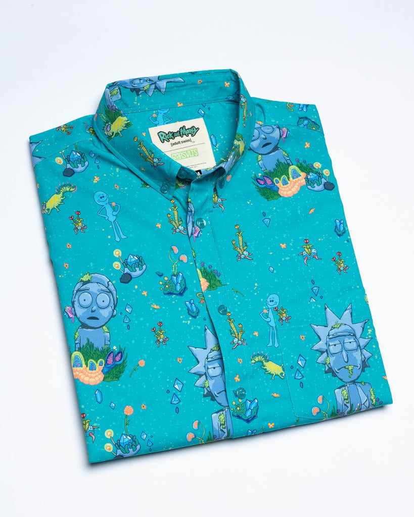 RSVLTS Forever and Forever KUNUFLEX Short Sleeve Shirt in Blue — detail 10