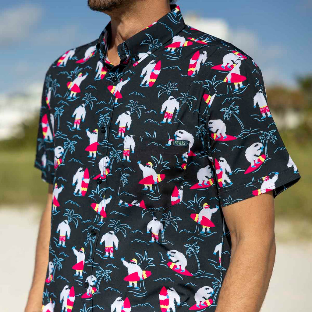 RSVLTS Yeti Gets Pitted KUNUFLEX Short Sleeve Shirt in Black — detail 2