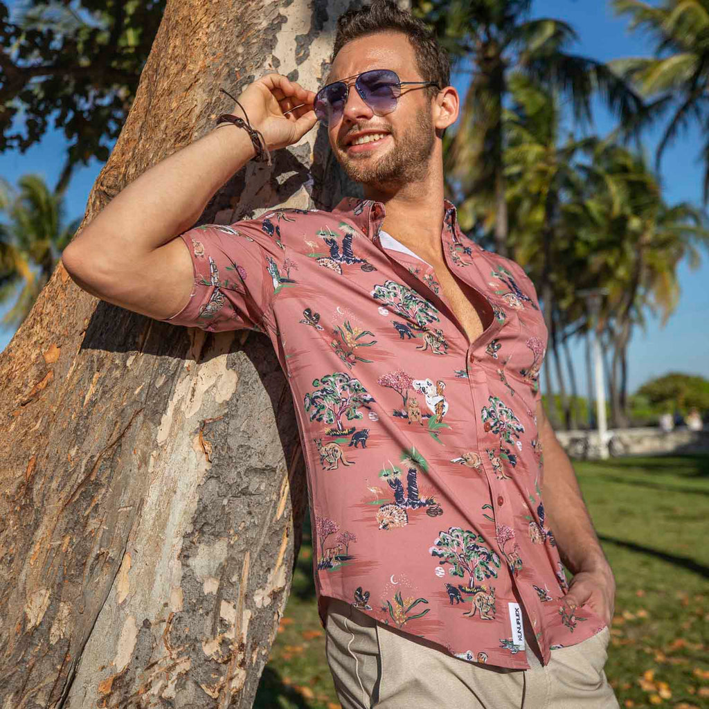 RSVLTS Land Down Under KUNUFLEX Short Sleeve Shirt in Brown — detail 9