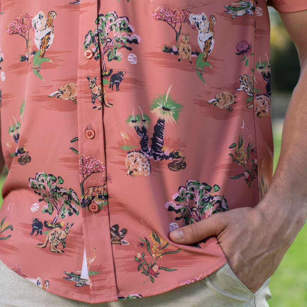 RSVLTS Land Down Under KUNUFLEX Short Sleeve Shirt in Brown — detail 10