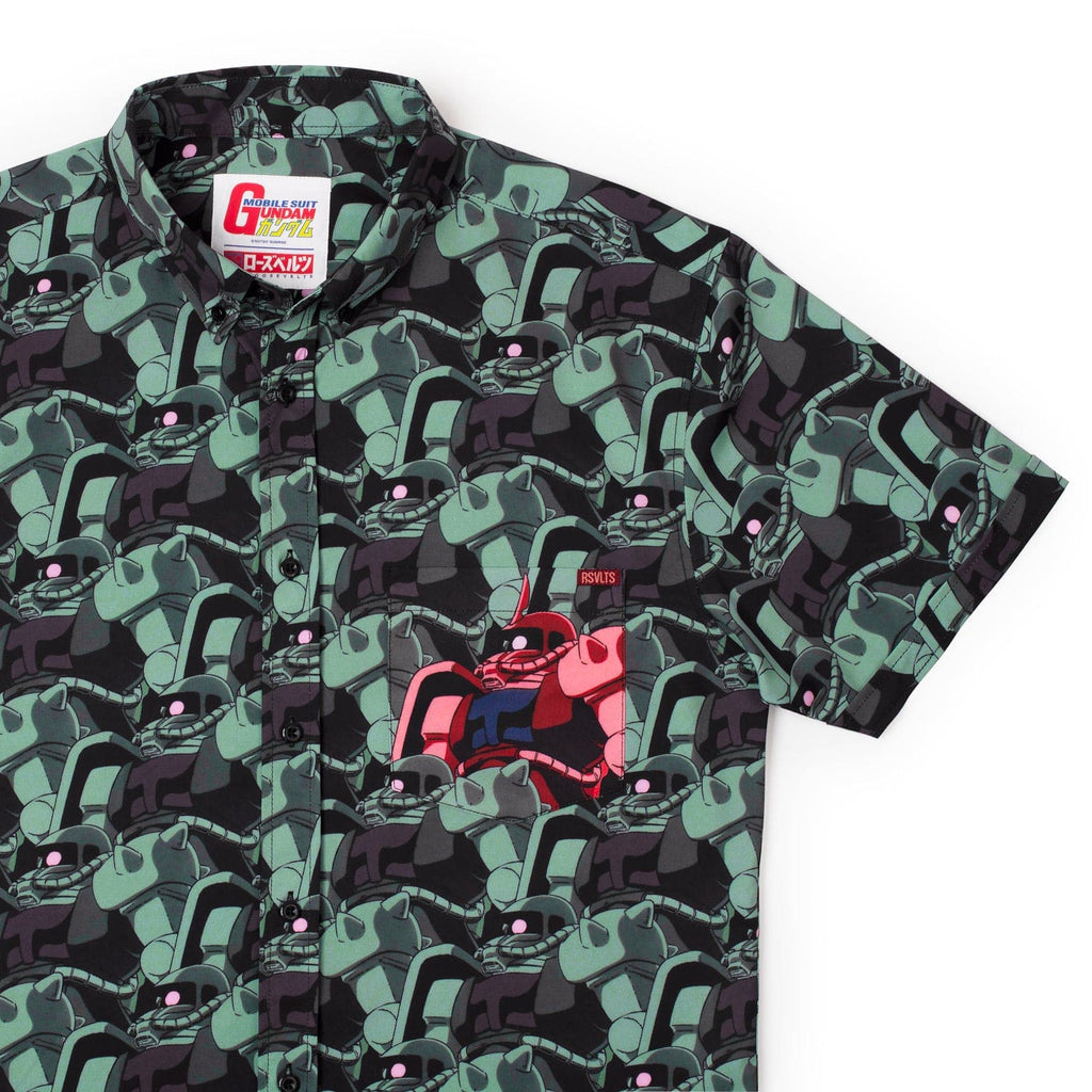 RSVLTS Zaku KUNUFLEX Short Sleeve Shirt in Green — front view