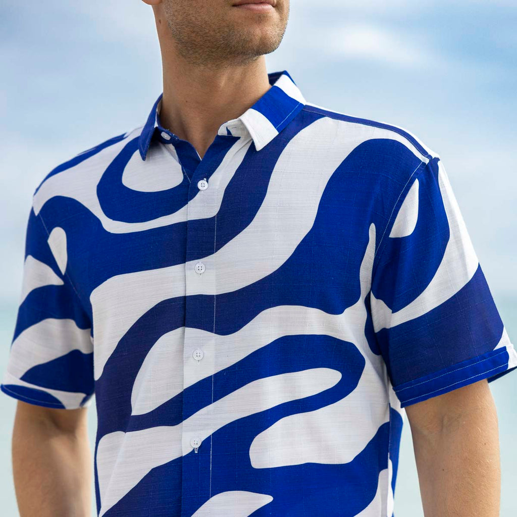 RSVLTS Bossa Nova KUNUFLEX Short Sleeve Shirt in White — detail 2