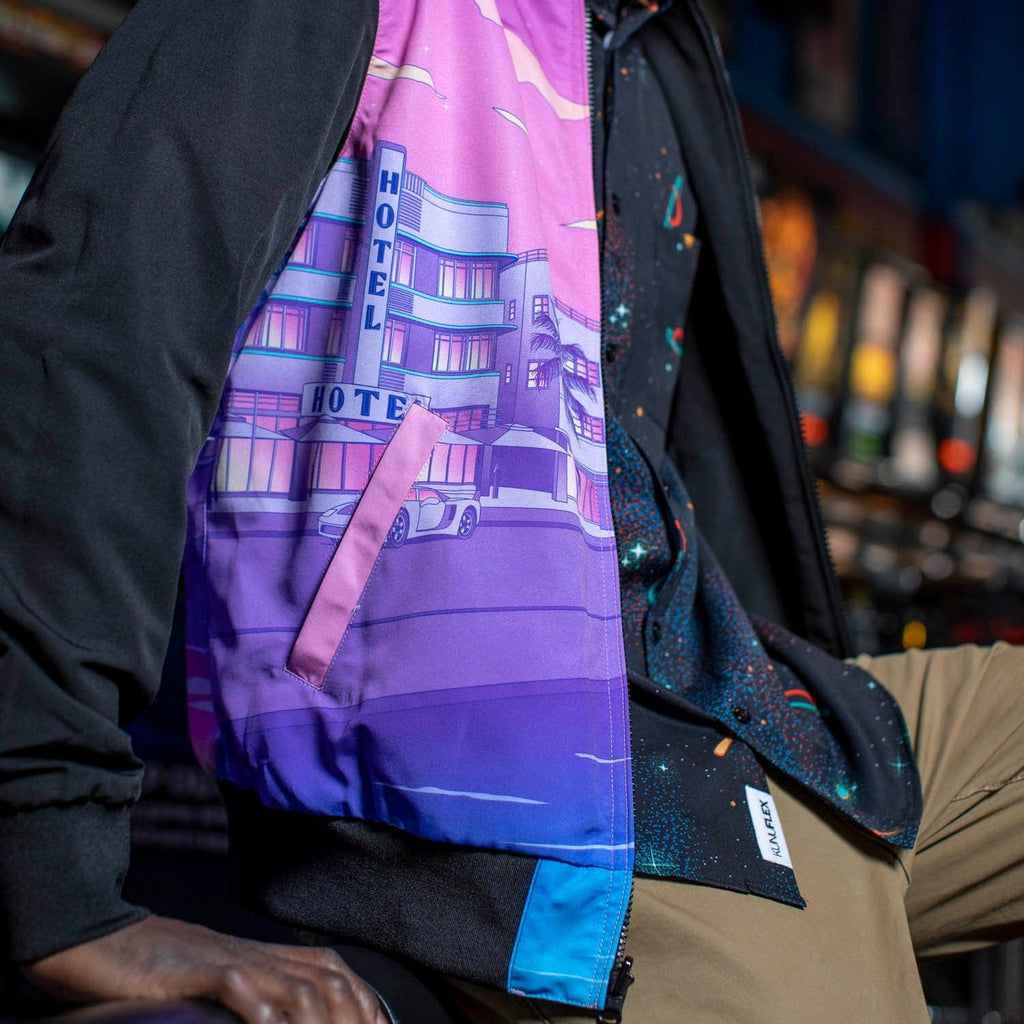 RSVLTS Vintage Vice Reversible Bomber Jacket in Black — detail 5