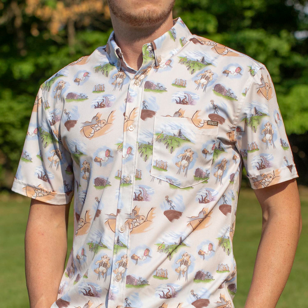 RSVLTS Pride Rock KUNUFLEX Short Sleeve Shirt in White — detail 2