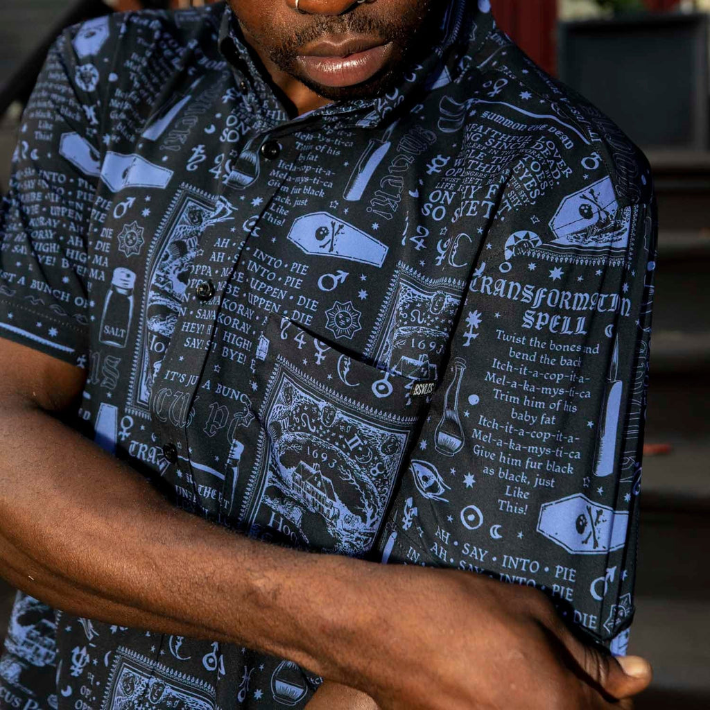 RSVLTS BooooooOOOOOK KUNUFLEX Short Sleeve Shirt in Black — detail 9