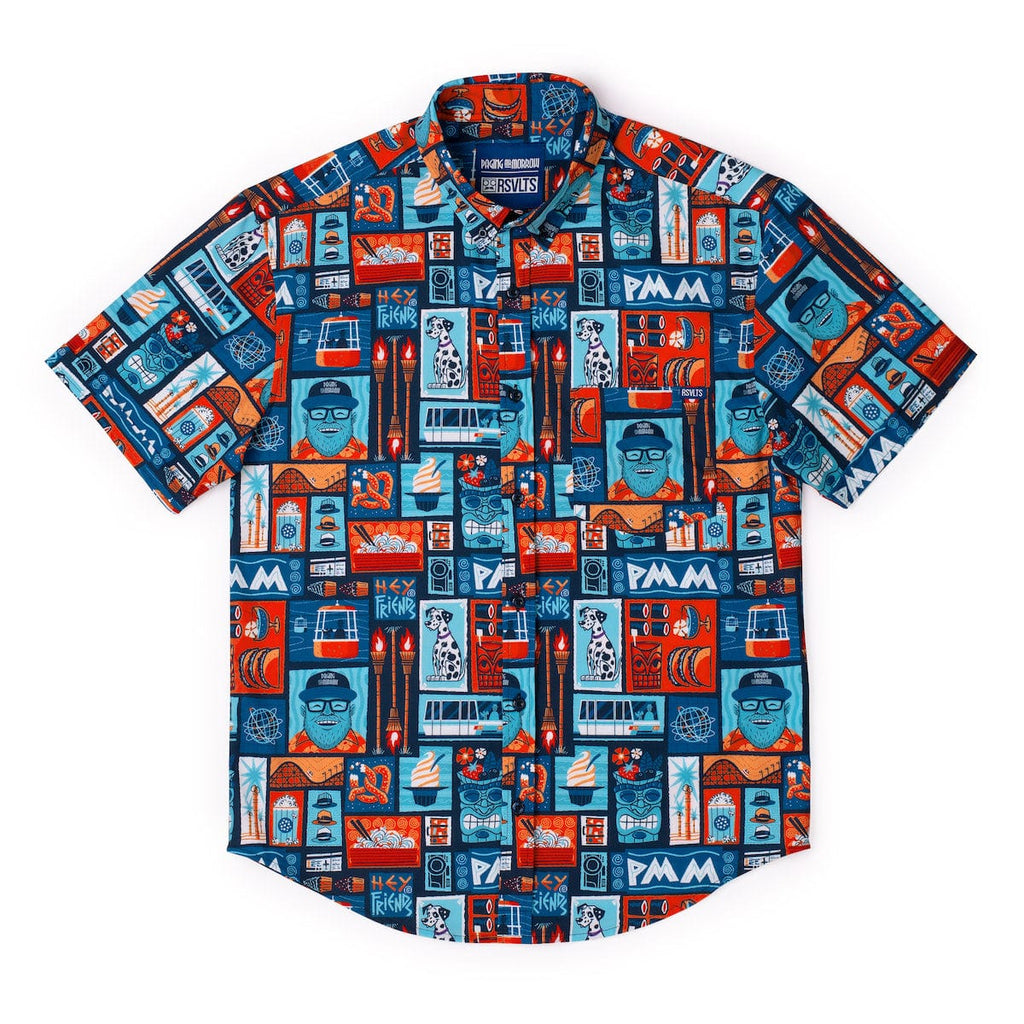 RSVLTS Hey, Friends KUNUFLEX Short Sleeve Shirt in Blue — detail 6