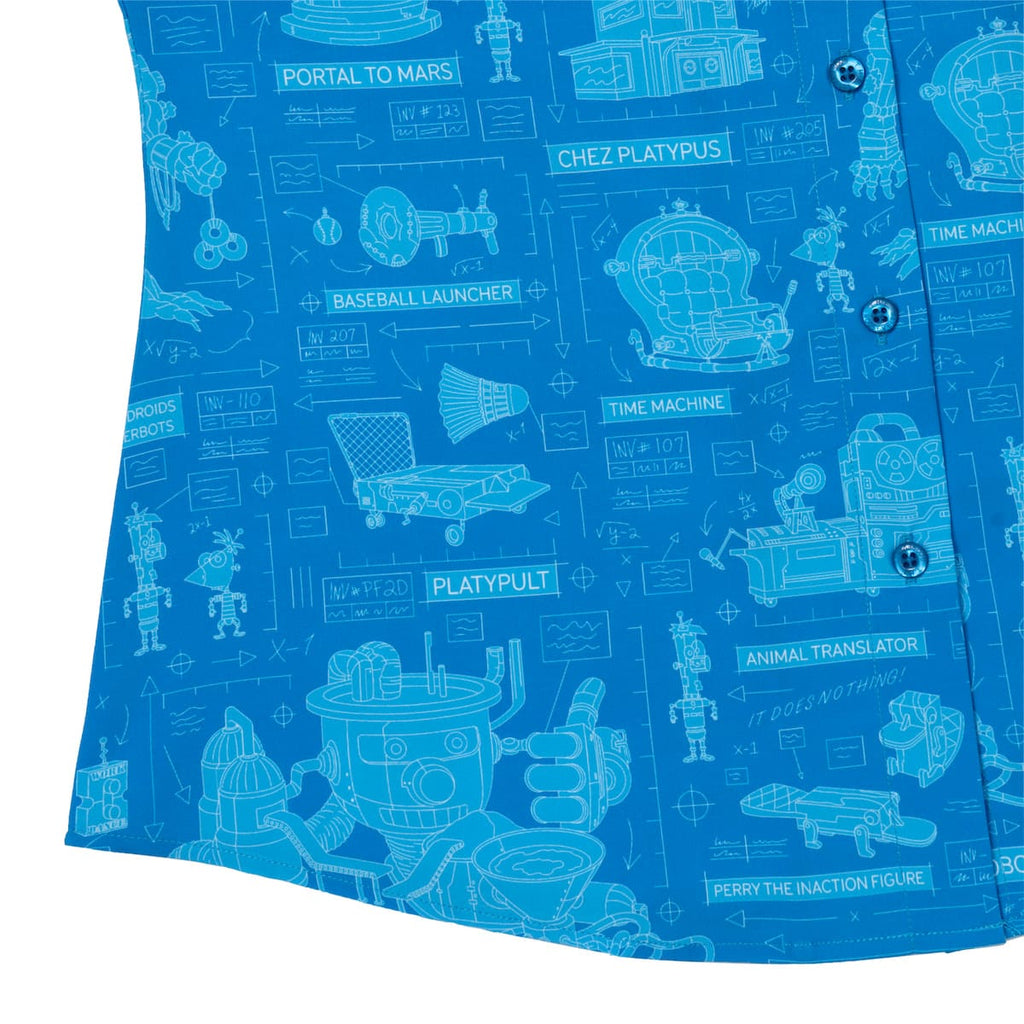 RSVLTS Backyard Blueprints Women's KUNUFLEX Short Sleeve Shirt in Blue — detail 11