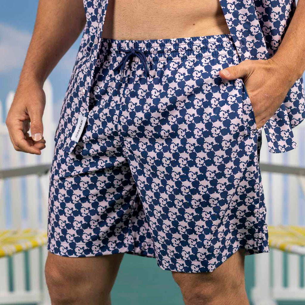 RSVLTS Pixel Pal Hybrid Shorts in Blue — detail 2