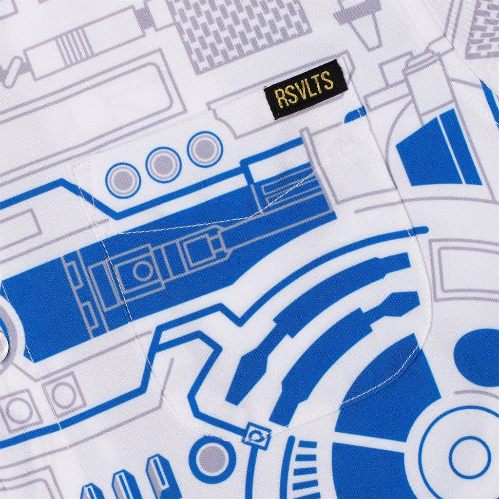 RSVLTS R2 Deconstructed Youth KUNUFLEX Short Sleeve Shirt in Blue — detail 5