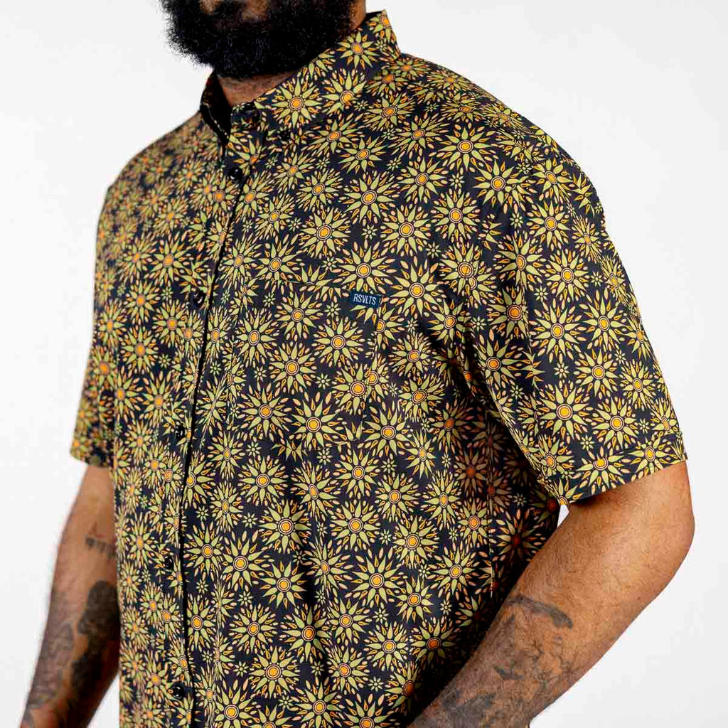 RSVLTS Solaris KUNUFLEX Short Sleeve Shirt in Black — front view