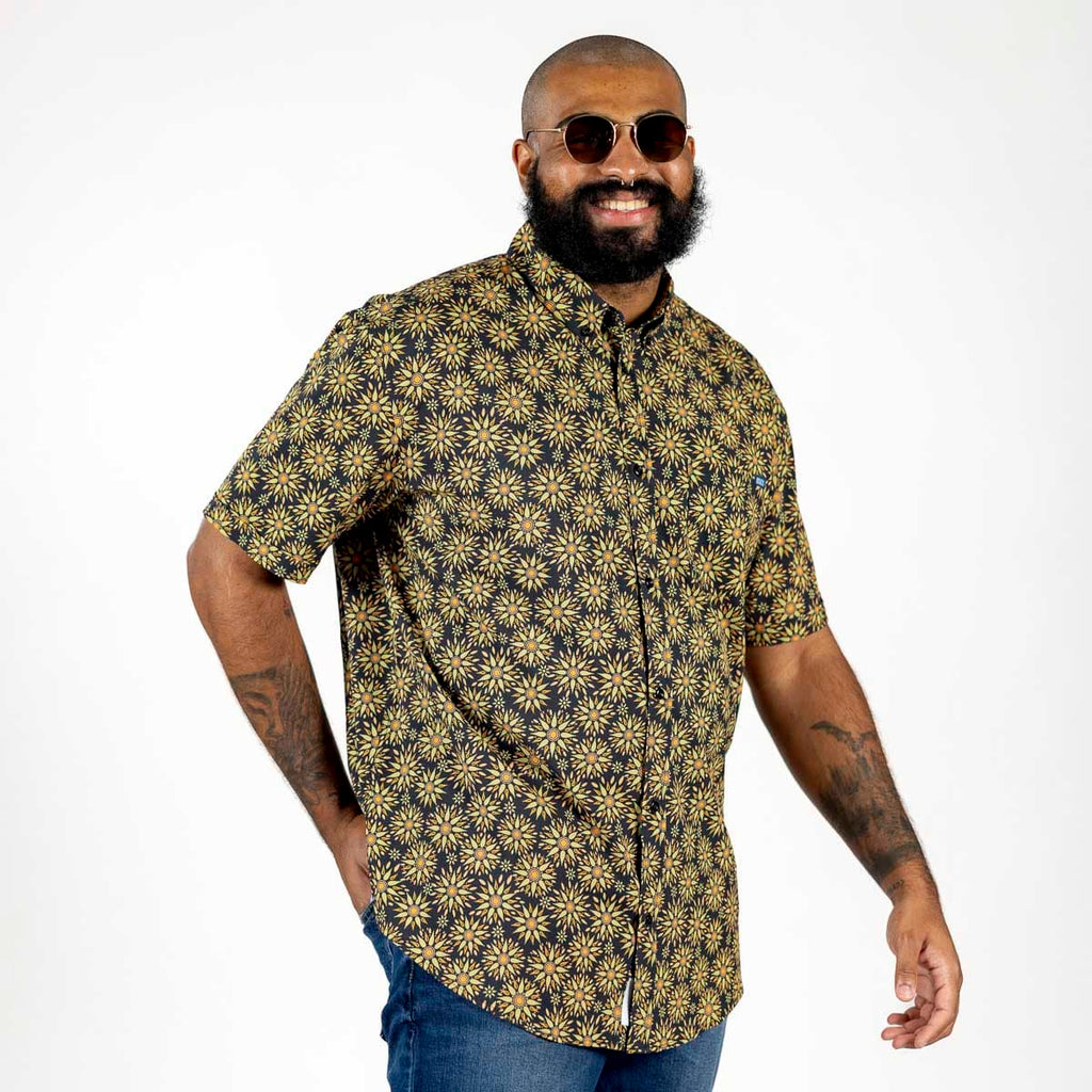 RSVLTS Solaris KUNUFLEX Short Sleeve Shirt in Black — detail 3
