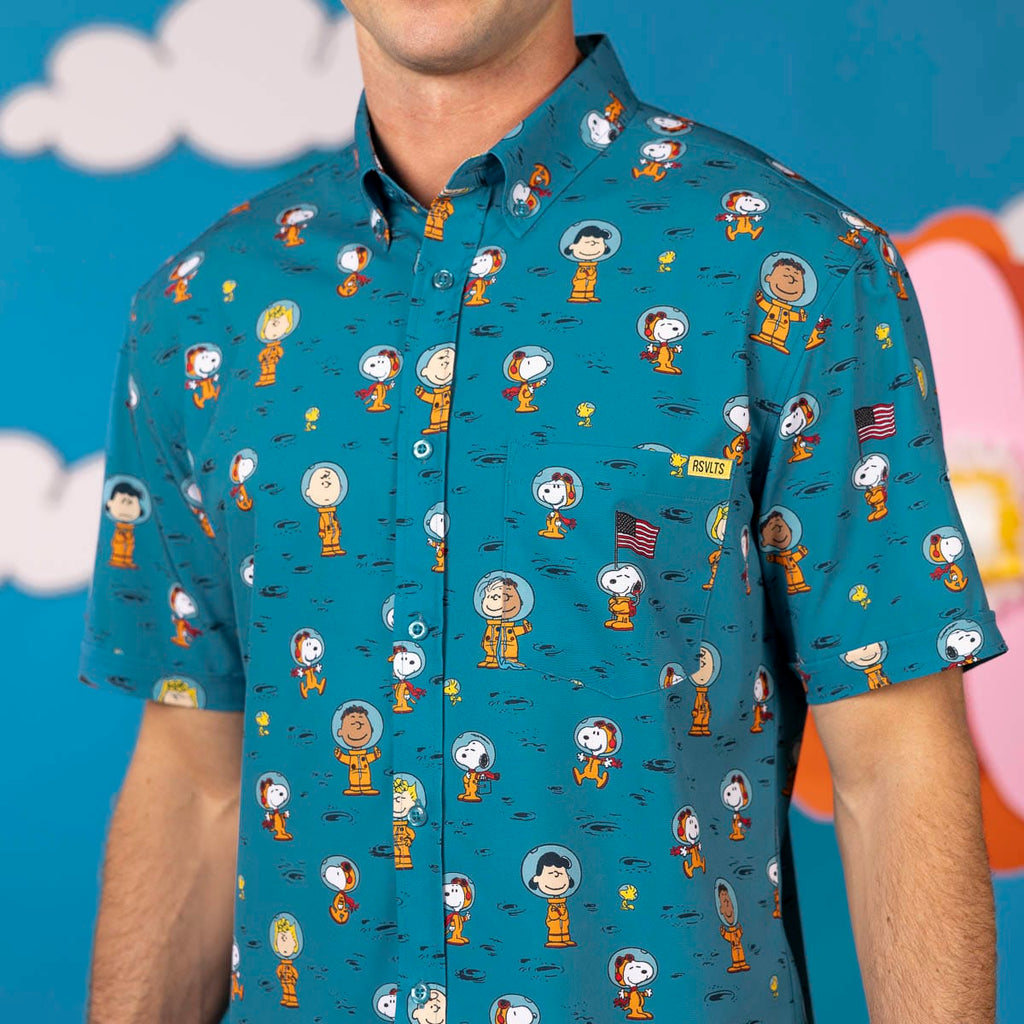 RSVLTS Astro 'Nuts KUNUFLEX Short Sleeve Shirt in Blue — detail 4