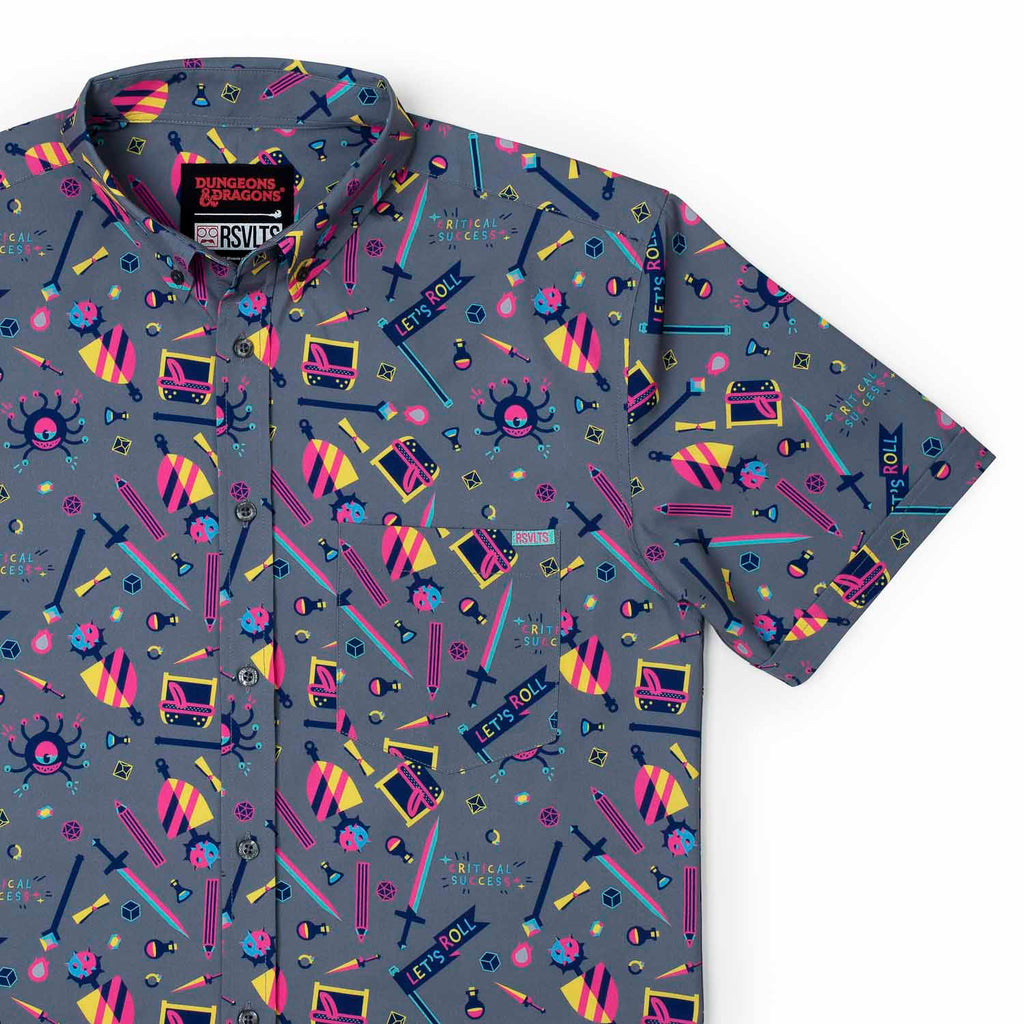 RSVLTS Let’s Roll KUNUFLEX Short Sleeve Shirt in Gray — front view
