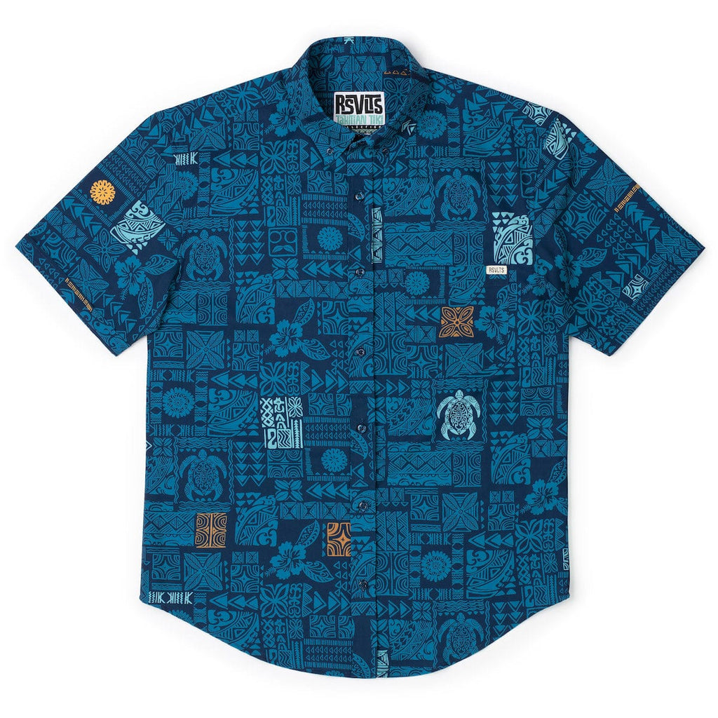 RSVLTS Tahitian Tapestry KUNUFLEX Short Sleeve Shirt in Blue — detail 6