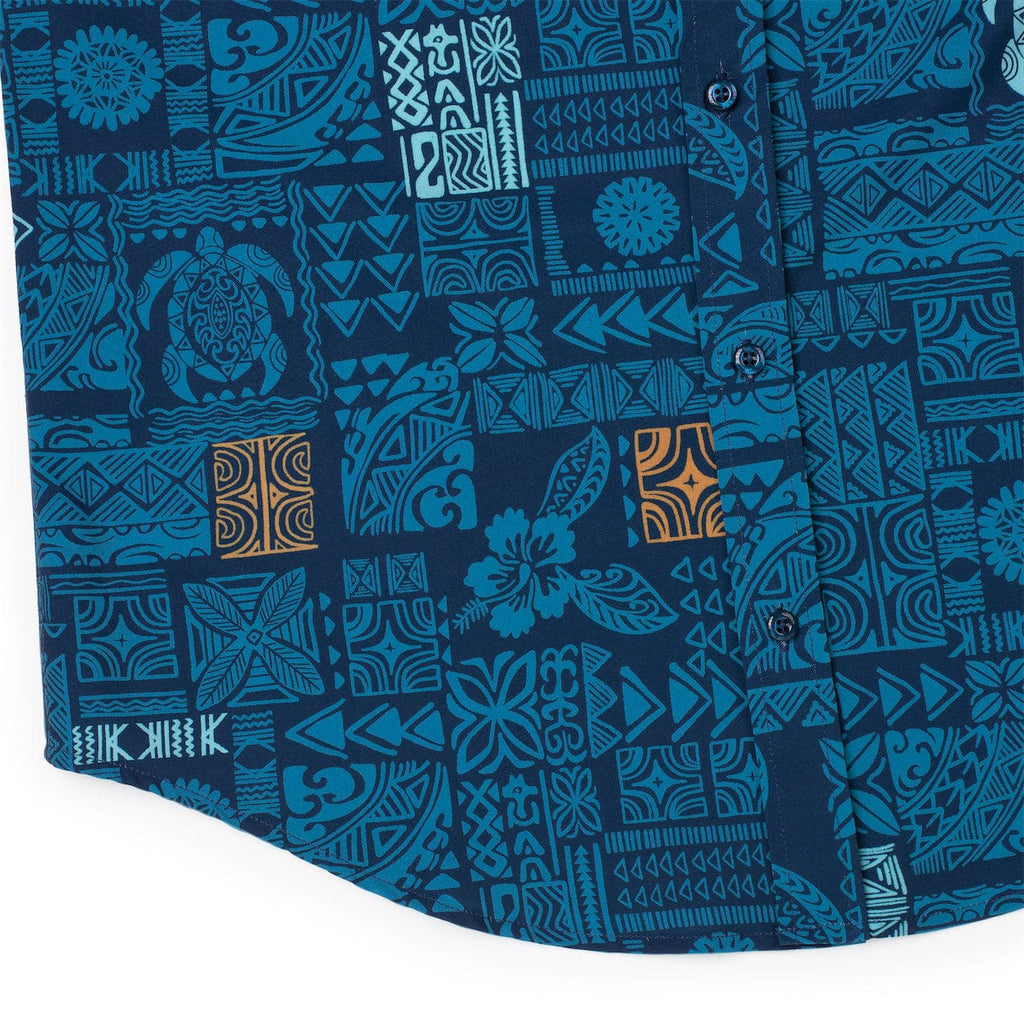 RSVLTS Tahitian Tapestry KUNUFLEX Short Sleeve Shirt in Blue — detail 8