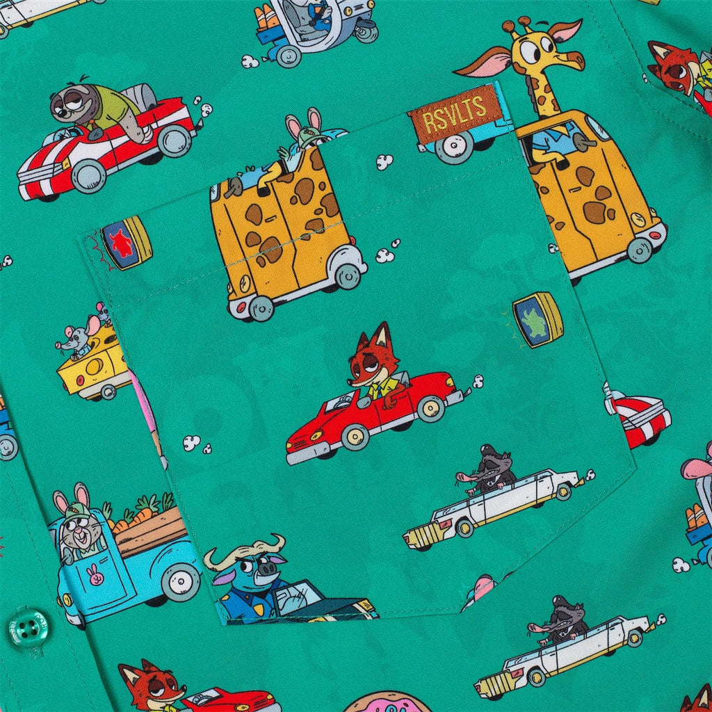 RSVLTS Zoom-topia KUNUFLEX Short Sleeve Shirt in Green — detail 5