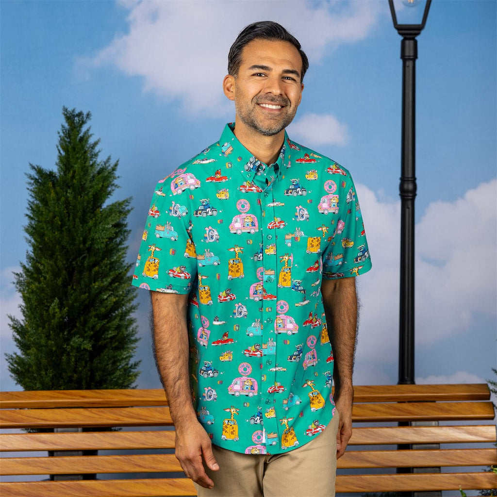 RSVLTS Zoom-topia KUNUFLEX Short Sleeve Shirt in Green — detail 4